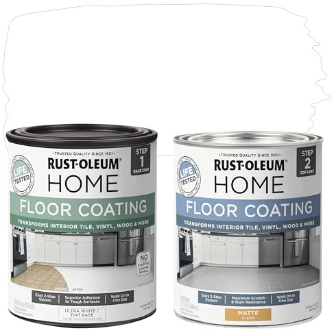 Rust-Oleum 367591 Home Interior Floor Coating Kit, Matte Ultra White