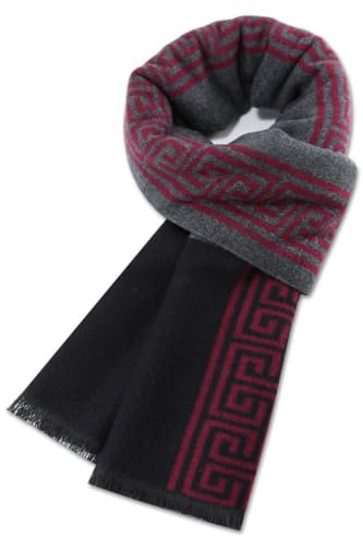 UKKD Bufanda Los Hombres Bufanda De Seda Chal De Cachemira De Negocio Caliente Del Invierno Bufandas 180 * 30 Cm,Rojo Gris