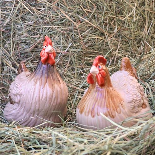 Storm's Gartenzaubereien Deko Huhn - Hühner aus Keramik braun 2 Modelle für den Garten Gartendeko Dekofigur