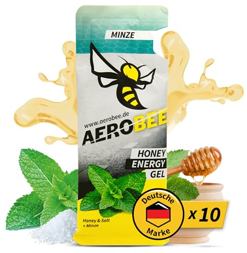 AEROBEE Energy Gel Classic – Minze 10x26g – [100% Natürliche Energie aus Honig] richtig leckeres Sportgel für den Ausdauersport, Energy Gel Laufen, Power Sport, Sportnahrung