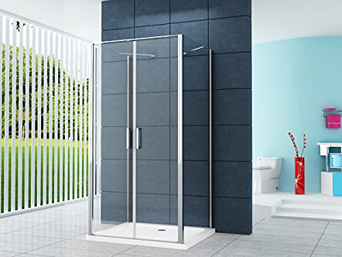 Home Systeme - U Form Duschkabine Dusche Aron 120 x 90 x 200 cm / 8 mm/mit Duschtasse und Siphon