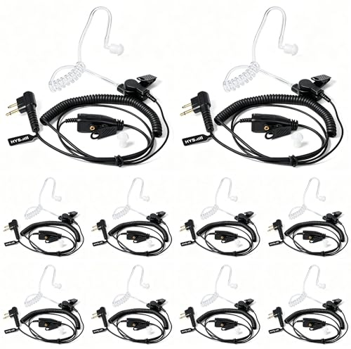 HYS Talkie Walkie Oreillette Compatible avec Motorola CP040 DP1400 CLS446 | Tube Acoustique Casque, Microphone avec Écouteur pour CP140 CP180 CP200d DP1400e EP450 DEP450 GP88S CLS446(10)