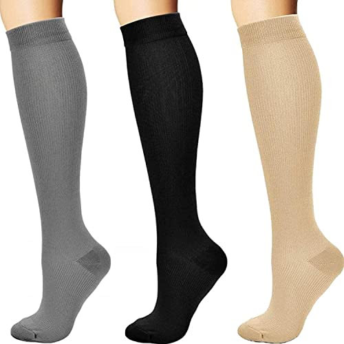 ANZII 3 Paar Kompressionsstrümpfe/StützstrümpfeThrombosestrümpfe/für Herren & Damen für Sport, Flug, Laufen, Reisen, Radsport, krankenschwester