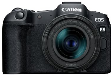 Canon EOS R8 + RF 24-50mm F4.5-6.3 IS STM Lens - 24.2MP Full-Frame Mirrorless Camera, Dual Pixel CMOS AF II - 4K up to 60p - Up to 40 FPS Cont. Shooting, Touch Screen - Bluetooth, Wi-Fi & USB-C