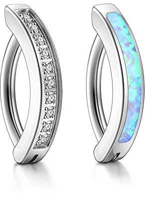 AllerPierce 2pcs 14G Bauchnabelpiercing Ring Clicker Piercing Bauchnabel Chirurgenstahl Bauchnabelringe Piercing CZ Opal Bananabells Körperschmuck für Damen Frauen(Silber)