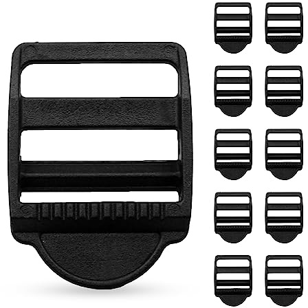 DOJA Barcelona | Kunststoff Schnallen | 10er Pack | Spannschnalle mit Bremse | Innenbreite | Kunststoff | Klemm Leiterschnallen | Gurtband Schnallen, Klemmschnalle für Rucksack und Taschen…