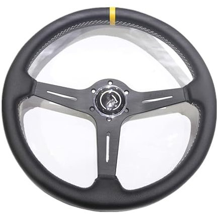 KTHVZ Sportlenkrad 15-Zoll-380mm-flaches Drift-Lenkrad/Lederlenkrad einlegen Holzlenkrad (Color : Noir)