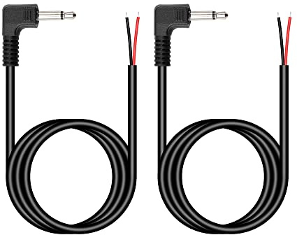 PNGKNYOCN 1/8 Mono auf Bare Wire Audio Kabel, 2-Pack 90 Grad Ersatz 3.5mm TS Mann auf Bare Wire Open End für Audio Equipment Kabel Reparatur (1M/3FT)