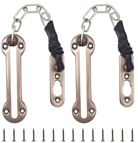 Yosawo 2 Pcs Chain Door Guard Door Latch Child Proof Apartment Front Chain Door Guard with Screws （Red Bronze/SL）