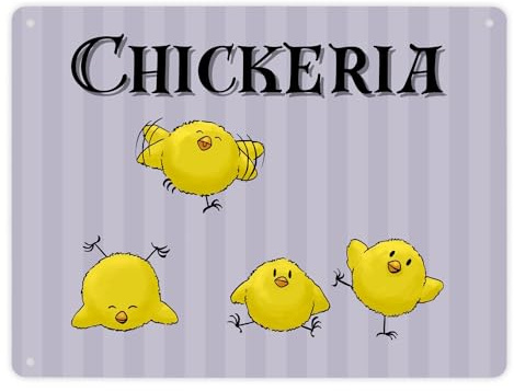 Chickeria Küken Metallschild XL in 21x28 cm ein schickimicki Schild für den Hühnerstall Bauern Landwirt Hühner Motiv Blechschild Chickeria Dekoration Aluminiumblech Zubehör