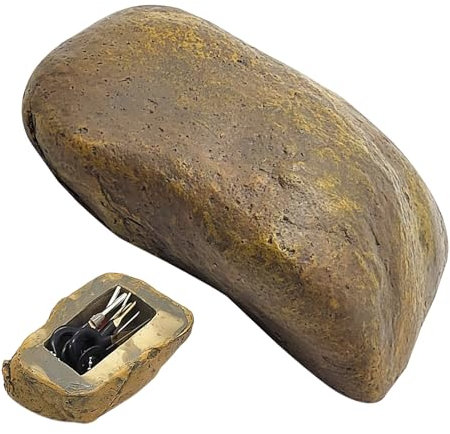 Ristyur Piedra con Compartimento Secreto, Escondite Exterior para Llaves, Caja para Llaves De Piedra Falsa para Exteriores, Caja De Almacenamiento Segura para Llaves De Roca Falsa De Resina