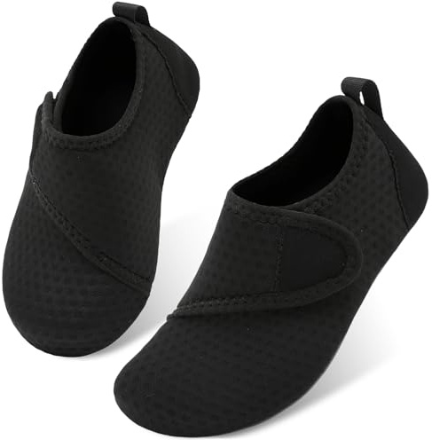 JOINFREE Kids Water Sports Shoes Ultra Light Quick Dry Aqua Socks Barefoot Shoes Beach Sand Pool Swim Sandals A-Black 9.5-10 Toddler