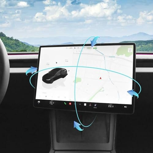AAMHHM Bildschirm Schwenkhalterung für Tesla Model Y Juniper 2026 2025 & Model 3 Highland 2025 2024 Links/Rechts 30° Up/Down 15° Drehbar Vier Richtungen Aluminiumlegierung Screen Drehbare Halterung