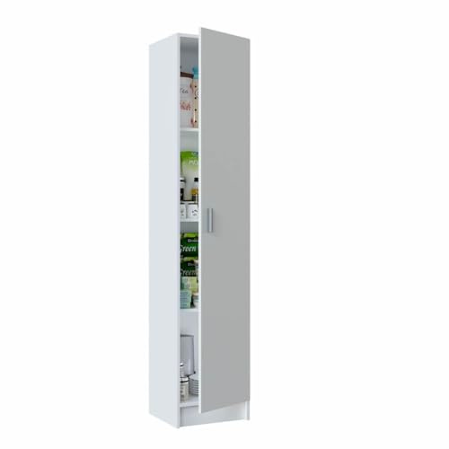 Trentiner Armadio multiuso H: 180 cm L: 37 cm bianco con un'anta, ripiani regolabili e apertura reversibile | Creta