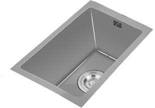 Mini fregadero de cocina de acero inoxidable 304 con accesorios de escurridor, pequeño fregadero rectangular gris para caravana, bar y restaurante, montaje inferior y superior, 42 x 35 x 21 cm