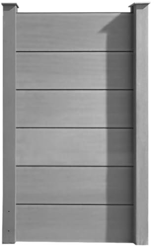HORI WPC Sichtschutz-Anbauelement 85x180 cm - schmaler Windschutz für Gartenzaun XXL, Lamellenzaun Panel, Auswahl Konsole, wetterfest splitterfrei, 70% Holzfaser Einbetonieren Grau