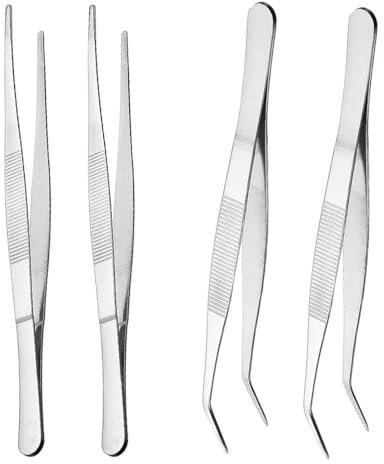 CATOR 4 Pinzas de cerámica de precisión, Inoxidable Pinzas, Tweezers Industriales para Electrónica, Joyería, Trabajo de Laboratorio, Artesanía
