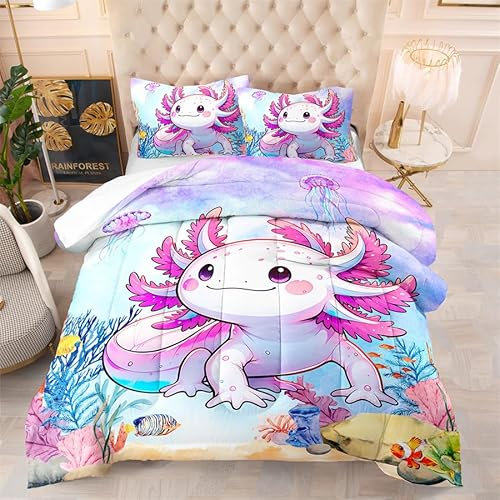 Bettdecke 140X200 Lila Tiere Drucken Steppdecke 200Gsm,Dünne Und Leichte Bettdecken,4 Jahreszeiten Bettdecken 140X200,Weiche Mikrofaser Bettdecke Mit 2 Kissenbezüge,Warm Steppbettdecke