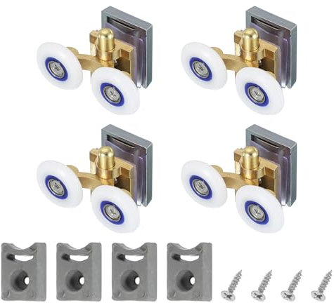 sourcing map Lot de 4 roulettes doubles pour porte de douche 25 mm
