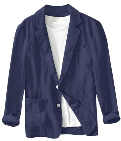 Beokeuioe Cárdigan ligero algodón camisa de lino solapa chaqueta de verano para hombre primavera deportiva chaqueta manga larga corte regular hombres blazer camisa casual camisa camisa blusa casual