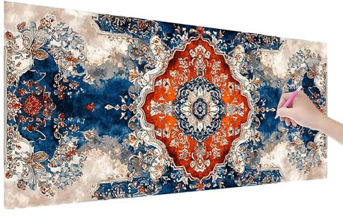 Diamond Painting Mandala, 5D DIY Diamant Painting Bilder Boho 200x80cm, Diamant Malerei Cross Stitch Stickerei Erwachsene Groß XXL, Basteln Erwachsene Set für Geschenke und Wand Deko Wohnzimmer, Z-73