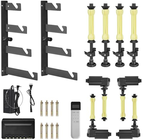 Alluneitter 4Roller Electric Backdrop Support System Wall Mount Motorized Electric Background Roller with Remote for Studio Live Game Video Background Home, Compatible with Light Stands, Wall, Ceiling
