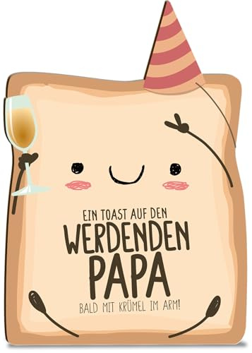 Karte Karte Toast werdender Papa Holzkarte - Geburtstagskarte mit Umschlag - besondere Grußkarte für Toast, liebevolle Aufmerksamkeit in der Familie, besondere für Angehörige, Grußkarte fürs
