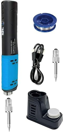 Lötkolben Set mit LED-Anzeige, USB-Lötkolben, Soldering Iron mit 1500-mAh-Akku und Typ-C-Aufladung, Lötzinn, Lötkolbenständer, Temperatur Einstellbar 200~450 ℃ für Reparaturen Brandmalerei Gravieren