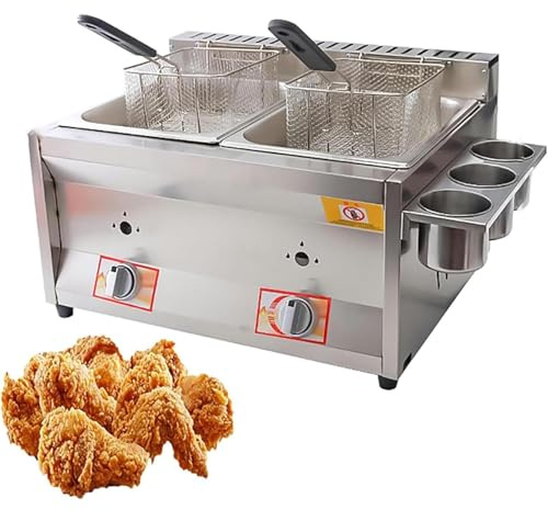 Friggitrice commerciale, in acciaio inox, con cestini rimovibili e coperchio, per cucina domestica e ristoranti