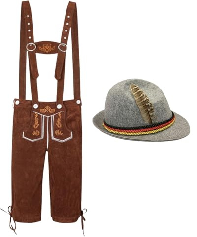 Oktoberfest Disfraces para hombre, traje bávaro, pantalones tradicionales de cuero para padres, fiesta de la cerveza, eventos culturales alemanes, marrón, S