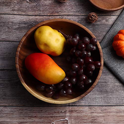 Yctze Bowl à Salade en Bois Respectueux de l'environnement, 22x7,5 Cm Bol de Service Naturel pour Les Fruits, Sushis et Salades - Voleille de Cuisine Essentielle