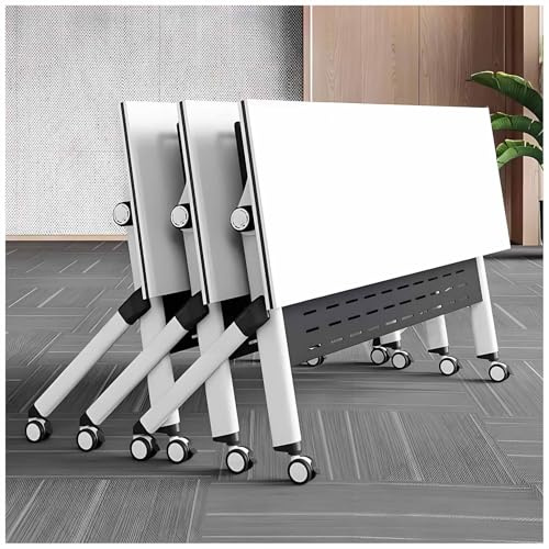 Tavolo da riunione compatto pieghevole con ruote bloccabili Scrivania multifunzione per conferenze FlipTop Design collegabile Postazione di lavoro portatile salvaspazio