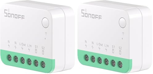 Wi-Fi Smart Switch de 2 Vías,SONOFF MINIR4 mini Interruptor Inteligente Wifi,Control APP, control por voz，Funciona con Alexa, Google Home Assistant.（10A 2400W） (Paquete de 2)