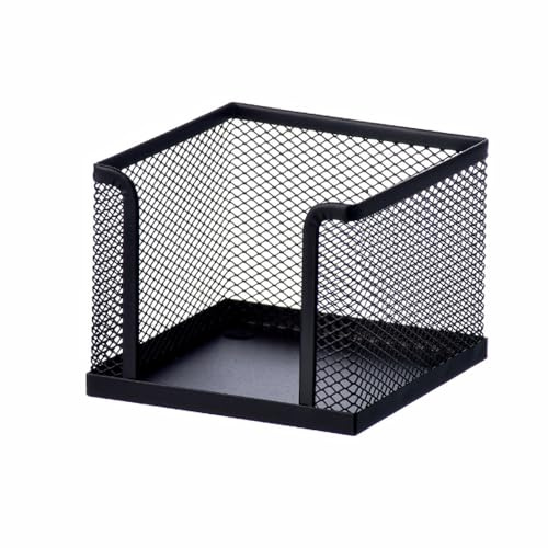 tooloflife Zettelbox Drahtgitter Schwarz, Metall Notizblockhalter Groß für 10x10 cm (4 Zoll) Notizklotz, Robuster Schreibtisch Organizer für lose Zettel und Haftnotizen, Bürobedarf Zubehör