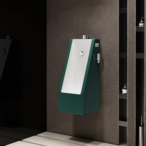 Orinatoio Maschile Regolabile Da Parete In Ceramica Con Pistola Ad Acqua, Sistema Di Scarico Commerciale Con Sensore Intelligente,Adatto A Bagni Di Piccole Dimensioni(Green)