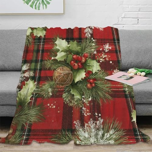 RNDPFLKM 3D gedruckt Christmas Decor Bettdecke Mikrofaser weich kuschelig Bettwäsche Festive Plaid Pattern Wohndecke fusselfrei knitterfrei für Erwachsene Kinder Paare 40x50inch(100x130cm)