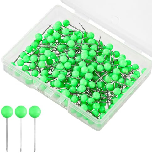 XIHIRCD 200pcs Map Push Pins, Map Tacks Round Head Pins Small | Thumb Tacks Marking Push Pins for Cork Board Bulletin Board Picture Photo Home Office School DIY Craft (Light Green)