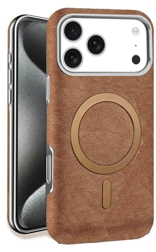 Custodia Magnetica in Pelle Premium Per IPhone 17/17 Air/17 Pro/17 Pro Max – Cover Sottile Con Tasti Galvanizzati E Supporto Alla Ricarica Wireless,17pro max,Brass