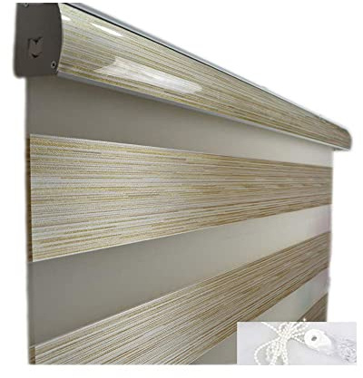 Rosy Blinds Custom Size Zebra Dual Roller Blinds, Yellow with Silver Thread