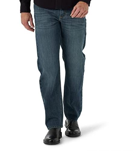 Wrangler Men's Free-to-Stretch Relaxed Fit Jean, Marine, 40W x 30L