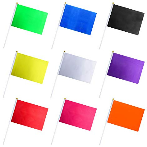 Consummate Lot de 45 petits drapeaux de couleur unie - Noir blanc rouge jaune vert bleu violet orange rose rouge