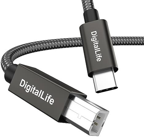 DigitalLife FlexMIDI Vortex 1.8m USB-C to B MIDI Cable | Braided Nylon | For MIDI Controllers and USB Audio Interfaces | Compatible with Windows, macOS, Linux | MIDI-CB180-II