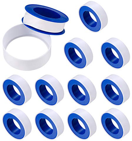 Xiaomoyu Nastro Filettato, Nastro Sigillante, PTFE Teflon Nastro, 10m*12mm Filettato Nastro Sigillante per Idraulici Lavori Idraulica Doccia Vasca Rubinetti - 12 Pz