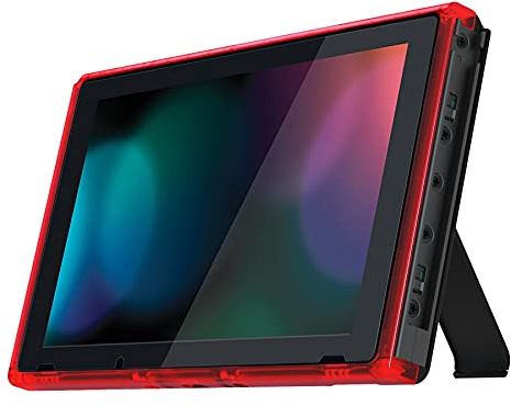 eXtremeRate Ersatz Vorder Rahmen für Switch Konsole-Transparent Rot | DIY-Konsole Frontrahmen Gehäuse, Lautstärketasten, Power-Knopf, Reparatur Set für Switch 1 Console