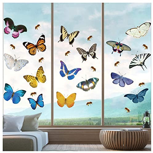 Andiker Butterfly Window Clings Double-Side Cling Decals to Prevent Bird Strikes on Window Glass Door Anti Collision Bird Strike Stickers (Butterfly)