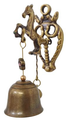 Vintage Antique Style Shopkeepers Door Bell Store Entry Door Chime Animal Figure Decorative Doorbell (Horse (Matt Gold))