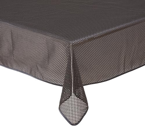 Tischdecke Outdoor Wetterfest, rutschfest & UV-Beständig in 7 Farben - Karo-Design - Weichschaum PVC Tischdecke Abwaschbar & Waschbar bei 30°C - Gartentischdecke Oval 160x220 Grau