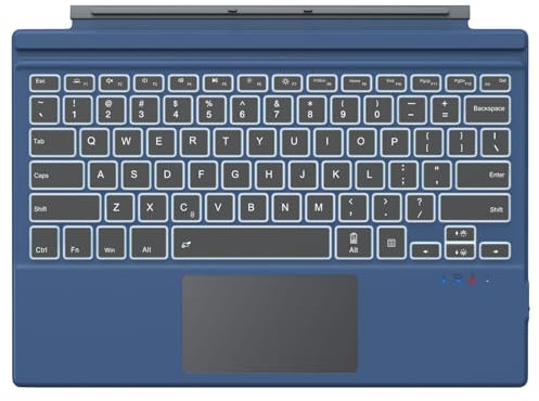 MoKo Tastatur Kompatibel mit Microsoft Surface Pro 7 Plus/Pro 7/Pro 6/Pro 4/Pro 3/Pro 2017, 3.0 Tastatur QWERTY-Layout Keyboard mit LED-Hintergrundbeleuchtung, Indigo