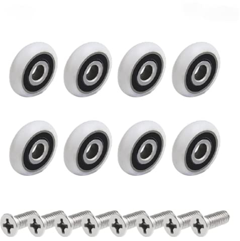 Lot de 8 roues de porte de douche en acier inoxydable de 23 mm de diamètre