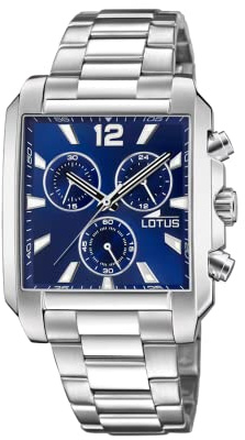 LOTUS Reloj Hombre Analógico de Acero Inoxidable 316l Plateado | Movimiento de Cuarzo, Cronógrafo, Cristal Mineral de Alta Resistencia, Resistente al Agua 5 ATM 18850/2 Special Prices